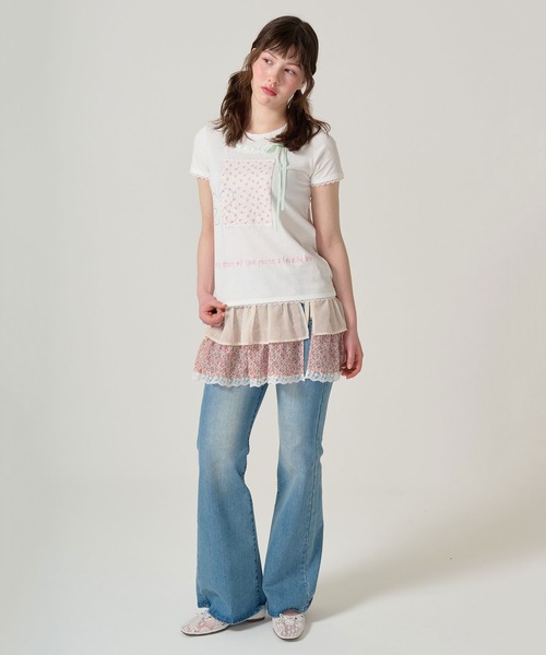 TINA：JOJUN（ティーナジョジュン）の「ガーリー 半袖コラージュTシャツ TINA：JOJUN（Tシャツ/カットソー・レディース・ホワイト/ベビーピンク・M）」の6枚目の写真