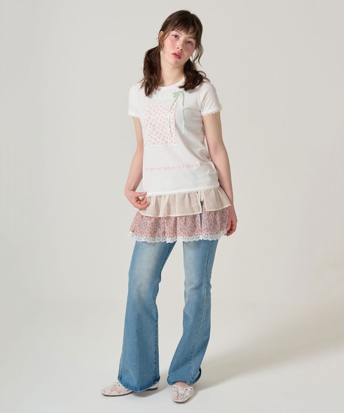 TINA：JOJUN（ティーナジョジュン）の「ガーリー 半袖コラージュTシャツ TINA：JOJUN（Tシャツ/カットソー・レディース・ホワイト/ベビーピンク・M）」の7枚目の写真