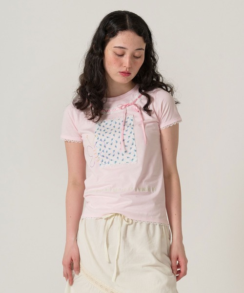 TINA：JOJUN（ティーナジョジュン）の「ガーリー 半袖コラージュTシャツ TINA：JOJUN（Tシャツ/カットソー・レディース・ホワイト/ベビーピンク・M）」の10枚目の写真