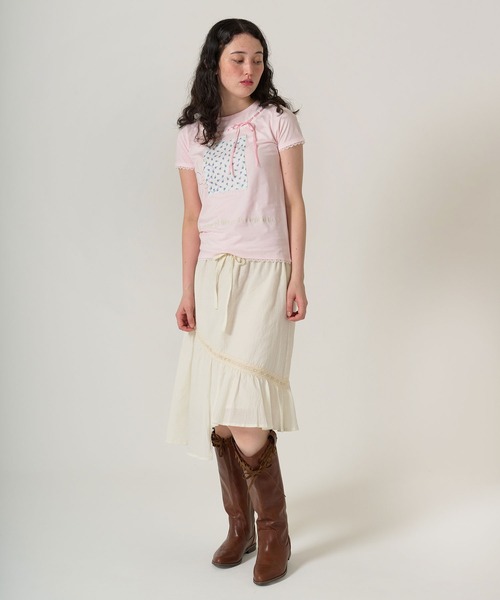 TINA：JOJUN（ティーナジョジュン）の「ガーリー 半袖コラージュTシャツ TINA：JOJUN（Tシャツ/カットソー・レディース・ホワイト/ベビーピンク・M）」の12枚目の写真