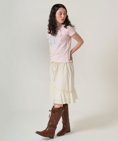 TINA：JOJUN（ティーナジョジュン）の「ガーリー 半袖コラージュTシャツ TINA：JOJUN（Tシャツ/カットソー・レディース・ホワイト/ベビーピンク・M）」の13枚目の写真