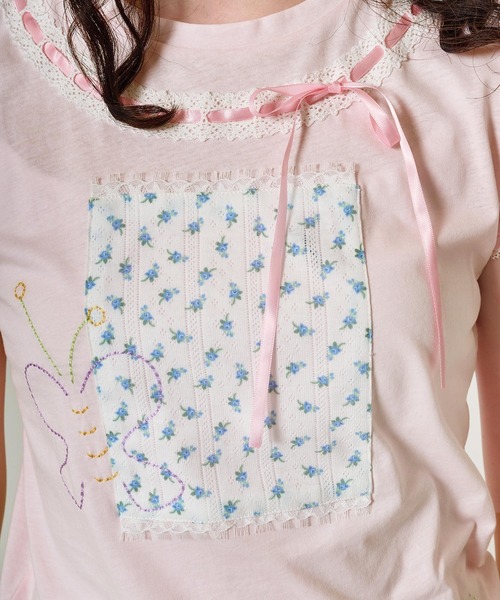 TINA：JOJUN（ティーナジョジュン）の「ガーリー 半袖コラージュTシャツ TINA：JOJUN（Tシャツ/カットソー・レディース・ホワイト/ベビーピンク・M）」の15枚目の写真