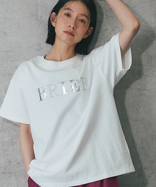 ANOTHER S（アナザーエス）の「ポイント刺繍ロゴTシャツ（Tシャツ/カットソー・レディース・杢グレー/ホワイト/チャコールグレー/ブラック・FREE）」の2枚目の写真