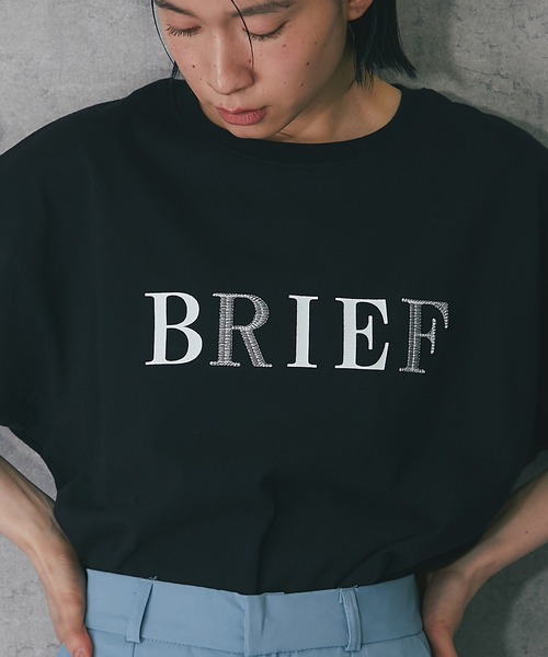 ANOTHER S（アナザーエス）の「ポイント刺繍ロゴTシャツ（Tシャツ/カットソー・レディース・杢グレー/ホワイト/チャコールグレー/ブラック・FREE）」の3枚目の写真