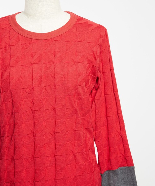 gomme(ゴム)の「リンクス千鳥 チェンジアームT(Tシャツ/カットソー・レディース・ブラック/グレー/レッド・MEDIUM)」の7枚目の写真