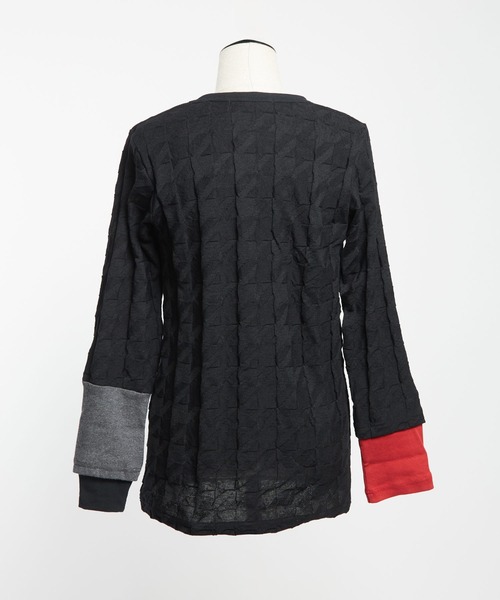 gomme(ゴム)の「リンクス千鳥 チェンジアームT(Tシャツ/カットソー・レディース・ブラック/グレー/レッド・MEDIUM)」の12枚目の写真