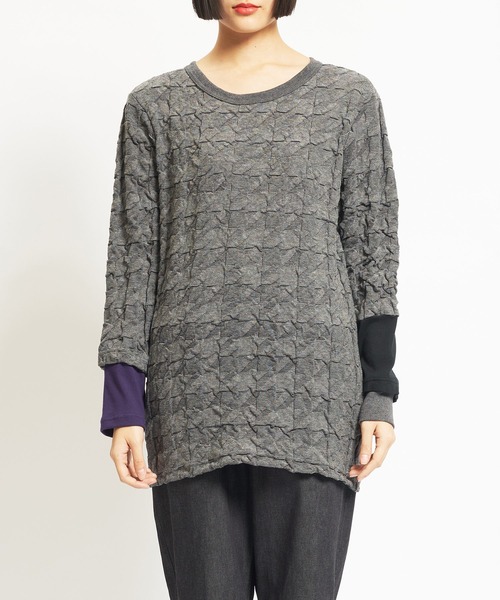 gomme(ゴム)の「リンクス千鳥 チェンジアームT(Tシャツ/カットソー・レディース・ブラック/グレー/レッド・MEDIUM)」の18枚目の写真