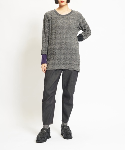 gomme(ゴム)の「リンクス千鳥 チェンジアームT(Tシャツ/カットソー・レディース・ブラック/グレー/レッド・MEDIUM)」の22枚目の写真