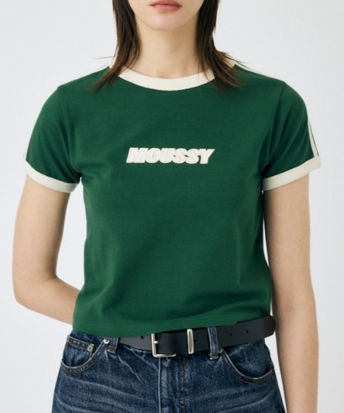 MOUSSY（マウジー）の「RETRO SPORTY MOUSSY Tシャツ（Tシャツ/カットソー・レディース・ネイビー/グリーン/オフホワイト/ライトブルー・FREE）」の3枚目の写真