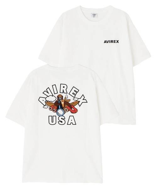 AVIREX(アヴィレックス)の「《WEB&DEPOT限定》FLYING BEAR T-SHIRT "25" / フライングベアー 半袖Tシャツ / AVIREX / アヴィレックス(Tシャツ/カットソー・メンズ・チャコールグレー/ホワイト/ピンク/パープル・L/2XL/M/XL)」の2枚目の写真
