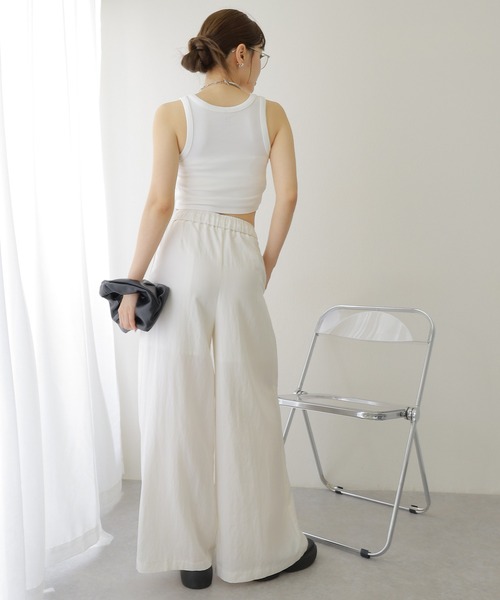 LAULEN(ローレン)の「tuck relax wide pants /タックリラックスワイドパンツ(その他パンツ・レディース・アイボリー/ブラック/ホワイト・M/S)」の7枚目の写真