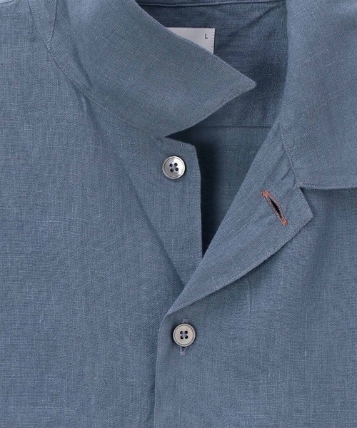 PS Paul Smith(ピーエスポールスミス)の「ソリッド リネン オープンカラーシャツ / 152306 695U(シャツ/ブラウス・メンズ・ブルー/オレンジ/ベージュ・SMALL/MEDIUM/LARGE/X-LARGE)」の4枚目の写真