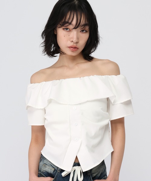 3.3 Field Trip (3.3フィールドトリップ)の「3.3 Field Trip/アソートオフショルブラウス(シャツ/ブラウス・レディース・ネイビー/レッド/イエロー/ブラウン/ライトブルー/ブラック/ホワイト・FREE)」の2枚目の写真