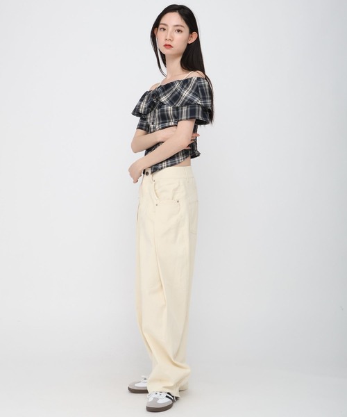 3.3 Field Trip (3.3フィールドトリップ)の「3.3 Field Trip/チェックオフショルブラウス(シャツ/ブラウス・レディース・ネイビー/レッド/イエロー/ブラウン・FREE)」の10枚目の写真