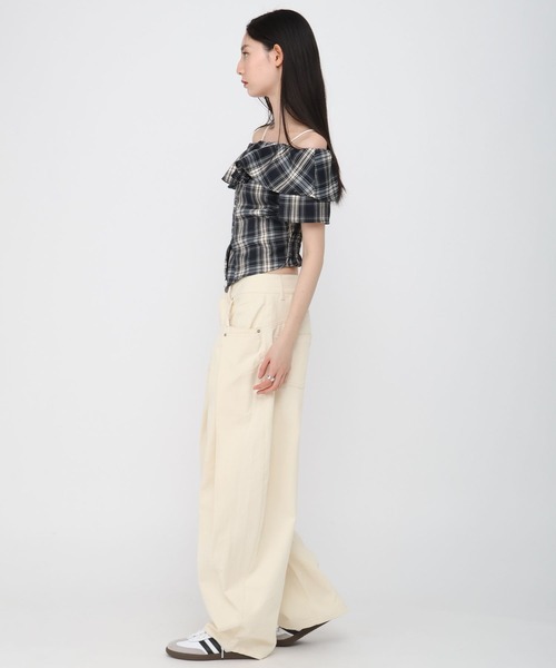 3.3 Field Trip (3.3フィールドトリップ)の「3.3 Field Trip/チェックオフショルブラウス(シャツ/ブラウス・レディース・ネイビー/レッド/イエロー/ブラウン・FREE)」の11枚目の写真