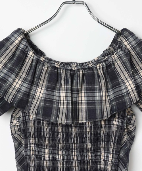 3.3 Field Trip (3.3フィールドトリップ)の「3.3 Field Trip/チェックオフショルブラウス(シャツ/ブラウス・レディース・ネイビー/レッド/イエロー/ブラウン・FREE)」の19枚目の写真