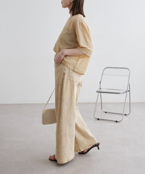 Omekashi（オメカシ）の「シアーTブラウス（シャツ/ブラウス・レディース・イエロー/オフホワイト/ピンク/ブラック・FREE）」の21枚目の写真