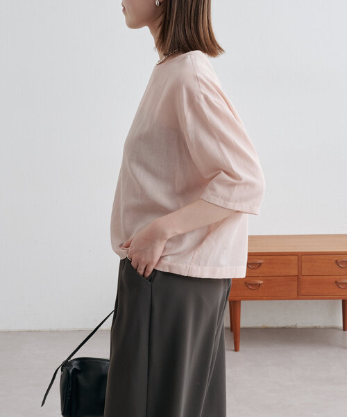 Omekashi（オメカシ）の「シアーTブラウス（シャツ/ブラウス・レディース・イエロー/オフホワイト/ピンク/ブラック・FREE）」の6枚目の写真