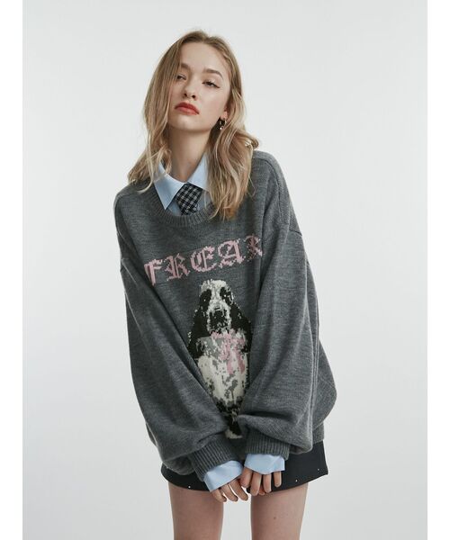 DOGジャガードルーズニット（ニット/セーター）｜jouetie（ジュエティ