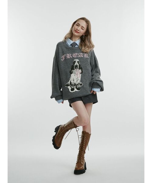 セール】DOGジャガードルーズニット（ニット/セーター）｜jouetie