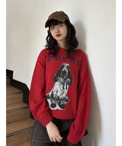 DOGジャガードルーズニット（ニット/セーター）｜jouetie