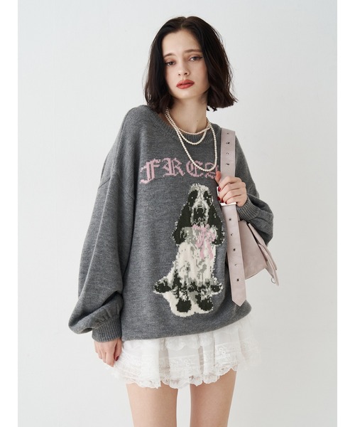 セール】DOGジャガードルーズニット（ニット/セーター）｜jouetie