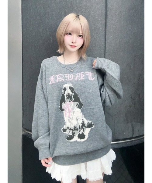 完売品 jouetie DOGジャガードルーズニット グレー ジュエティ 犬 完売品 jouetie DOGジャガードルーズニット グレー ジュエティ