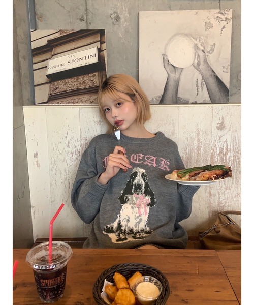 完売品 jouetie DOGジャガードルーズニット グレー ジュエティ 犬 完売品 jouetie DOGジャガードルーズニット グレー ジュエティ