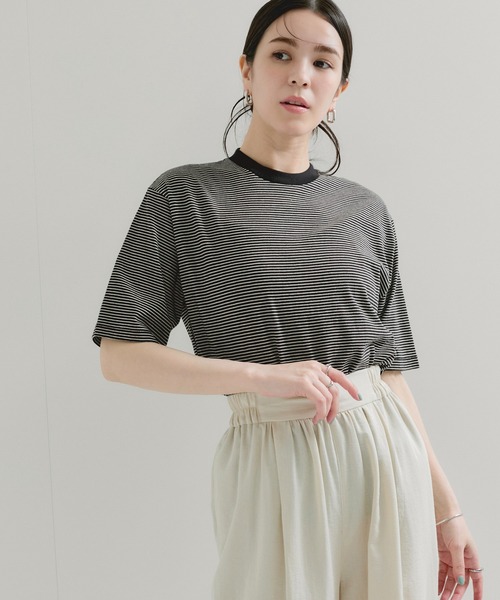 Healthknit（ヘルスニット）の「【Healthknit/ヘルスニット】Narrow Border Jersey / 抗菌・防臭（Tシャツ/カットソー・レディース・ホワイト系その他3/ブラック系その他2/ブルー系その他5・FREE）」の3枚目の写真