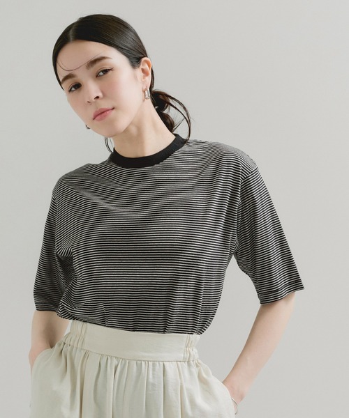 Healthknit（ヘルスニット）の「【Healthknit/ヘルスニット】Narrow Border Jersey / 抗菌・防臭（Tシャツ/カットソー・レディース・ホワイト系その他3/ブラック系その他2/ブルー系その他5・FREE）」の8枚目の写真