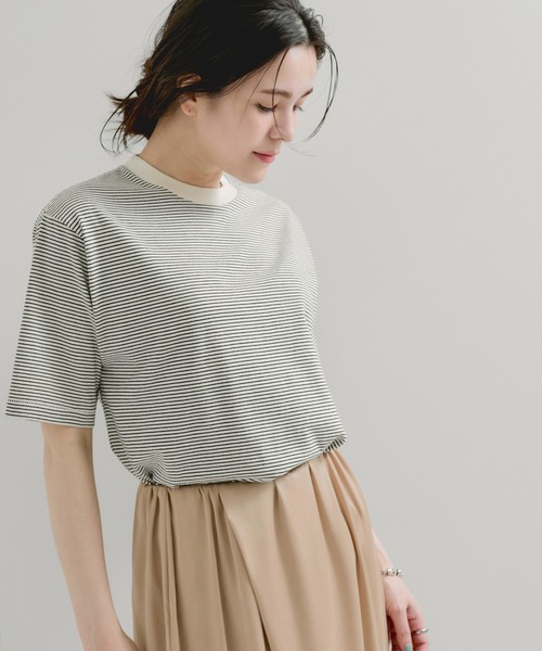 Healthknit（ヘルスニット）の「【Healthknit/ヘルスニット】Narrow Border Jersey / 抗菌・防臭（Tシャツ/カットソー・レディース・ホワイト系その他3/ブラック系その他2/ブルー系その他5・FREE）」の9枚目の写真
