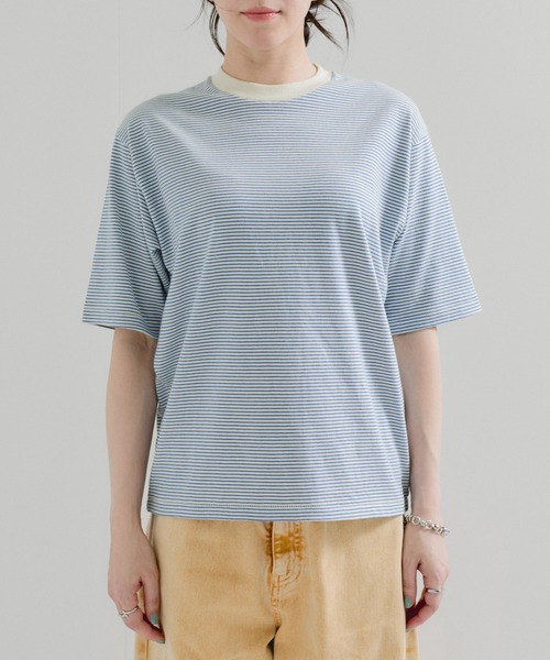 Healthknit（ヘルスニット）の「【Healthknit/ヘルスニット】Narrow Border Jersey / 抗菌・防臭（Tシャツ/カットソー・レディース・ホワイト系その他3/ブラック系その他2/ブルー系その他5・FREE）」の10枚目の写真