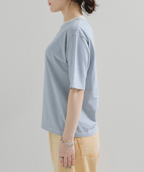 Healthknit（ヘルスニット）の「【Healthknit/ヘルスニット】Narrow Border Jersey / 抗菌・防臭（Tシャツ/カットソー・レディース・ホワイト系その他3/ブラック系その他2/ブルー系その他5・FREE）」の11枚目の写真