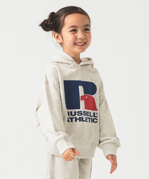 Russell Athletic(ラッセルアスレティック)の「【別注】RUSSELL ATHLETIC / スウェットパーカー 2025FW(110~150cm)(スウェット・キッズ・ブラック/ホワイト系その他3・150/140/130/120/110)」の4枚目の写真