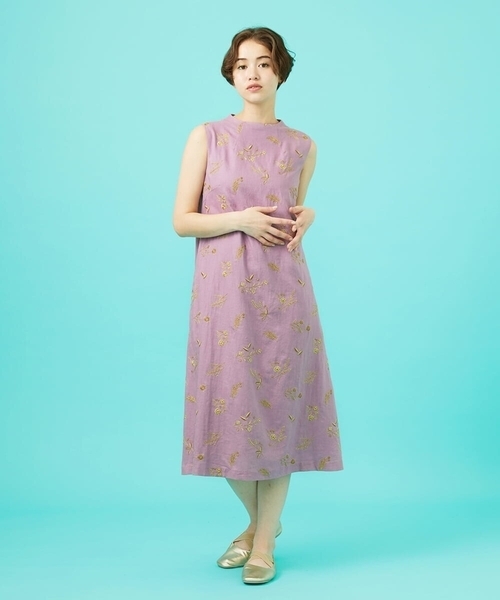美品jocomomolaホコモモラ　花柄　ワンピース キャンディ フラワー シビ Flor フラワージャカード カットソーワンピース(ワンピース