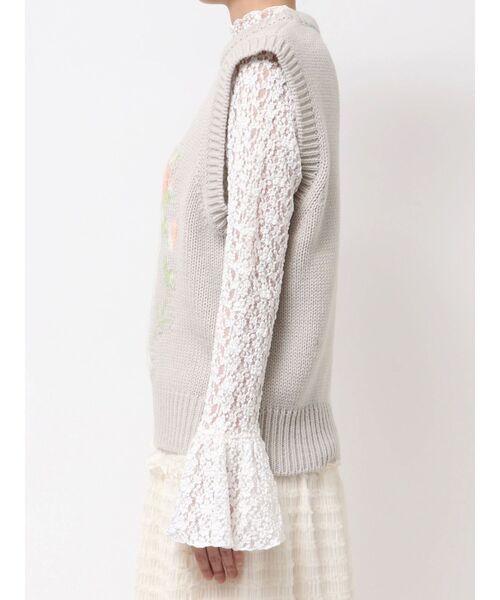 merry jenny（メリージェニー）の「bouquet sweater vest（ベスト・レディース・ブラウン/ブルー/アイボリー/グレー・FREE）」の14枚目の写真