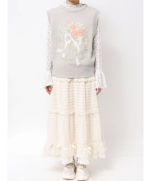 merry jenny（メリージェニー）の「bouquet sweater vest（ベスト・レディース・ブラウン/ブルー/アイボリー/グレー・FREE）」の7枚目の写真