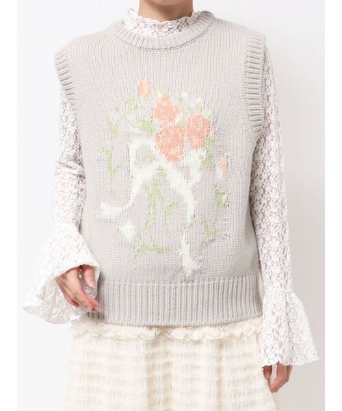 merry jenny（メリージェニー）の「bouquet sweater vest（ベスト・レディース・ブラウン/ブルー/アイボリー/グレー・FREE）」の8枚目の写真