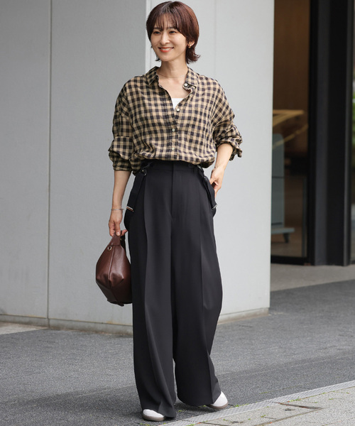 JOURNAL STANDARD relume（ジャーナルスタンダード　レリューム）の「《追加》コットンローンチェックオーバーサイズシャツ（シャツ/ブラウス・レディース・ベージュ/レッド/グリーン・FREE）」の14枚目の写真