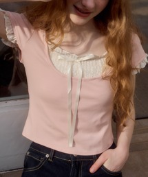 レースレイヤードライクトップス/lace layered tops