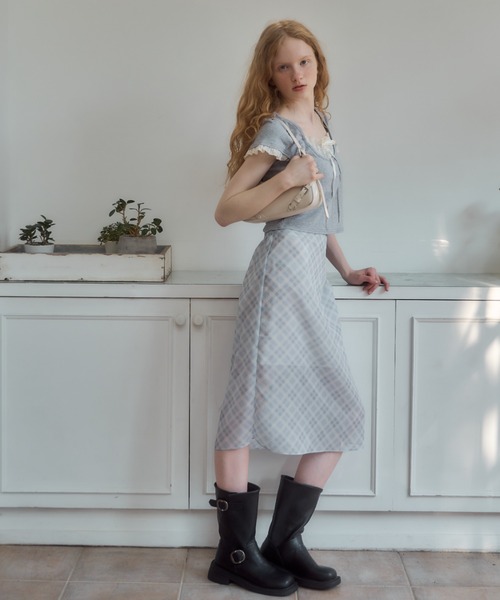 Birthday room（バースデイルーム）の「レースレイヤードライクトップス/lace layered tops（Tシャツ/カットソー・レディース・グレー/ライトブルー/ピンク・FREE）」の8枚目の写真