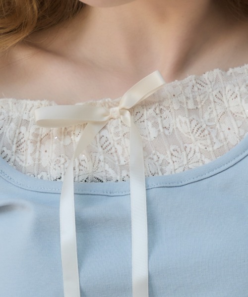 Birthday room（バースデイルーム）の「レースレイヤードライクトップス/lace layered tops（Tシャツ/カットソー・レディース・グレー/ライトブルー/ピンク・FREE）」の13枚目の写真