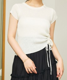 サイドギャザーリボントップス