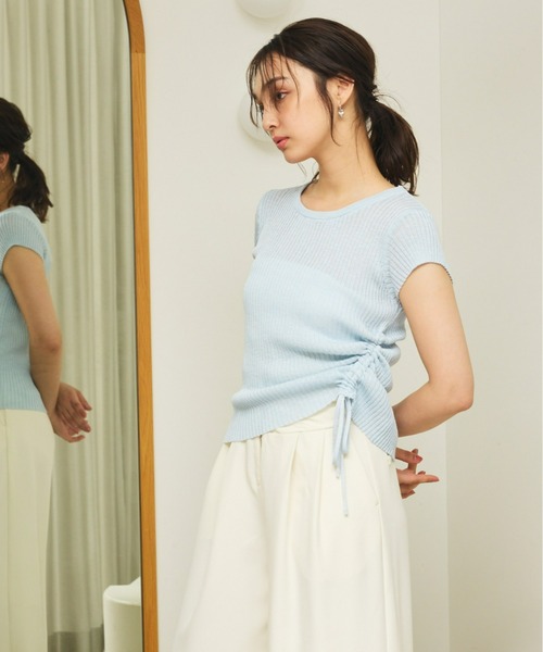 Olu.（オルドット）の「サイドギャザーリボントップス（Tシャツ/カットソー・レディース・イエロー/ライトブルー/ホワイト・FREE）」の9枚目の写真