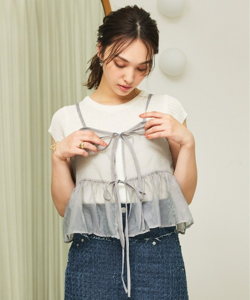Olu.（オルドット）の「サイドギャザーリボントップス（Tシャツ/カットソー・レディース・イエロー/ライトブルー/ホワイト・FREE）」の7枚目の写真