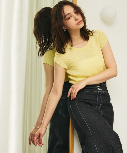 Olu.（オルドット）の「サイドギャザーリボントップス（Tシャツ/カットソー・レディース・イエロー/ライトブルー/ホワイト・FREE）」の5枚目の写真