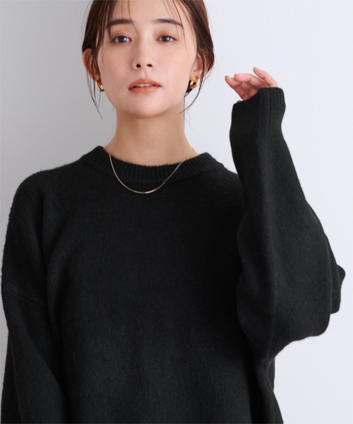 UR'S（ユアーズ）の「ヤクライククルーネックニット（ニット/セーター・レディース・レッド/杢グレー/ダークブラウン/ブラック/ホワイト・M/L/S）」の3枚目の写真