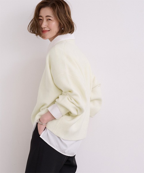 UR'S（ユアーズ）の「ヤクライククルーネックニット（ニット/セーター・レディース・レッド/杢グレー/ダークブラウン/ブラック/ホワイト・M/L/S）」の8枚目の写真