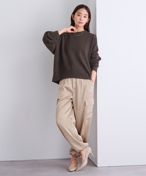 UR'S（ユアーズ）の「ヤクライククルーネックニット（ニット/セーター・レディース・レッド/杢グレー/ダークブラウン/ブラック/ホワイト・M/L/S）」の22枚目の写真