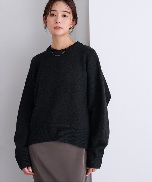 UR'S（ユアーズ）の「ヤクライククルーネックニット（ニット/セーター・レディース・レッド/杢グレー/ダークブラウン/ブラック/ホワイト・M/L/S）」の10枚目の写真